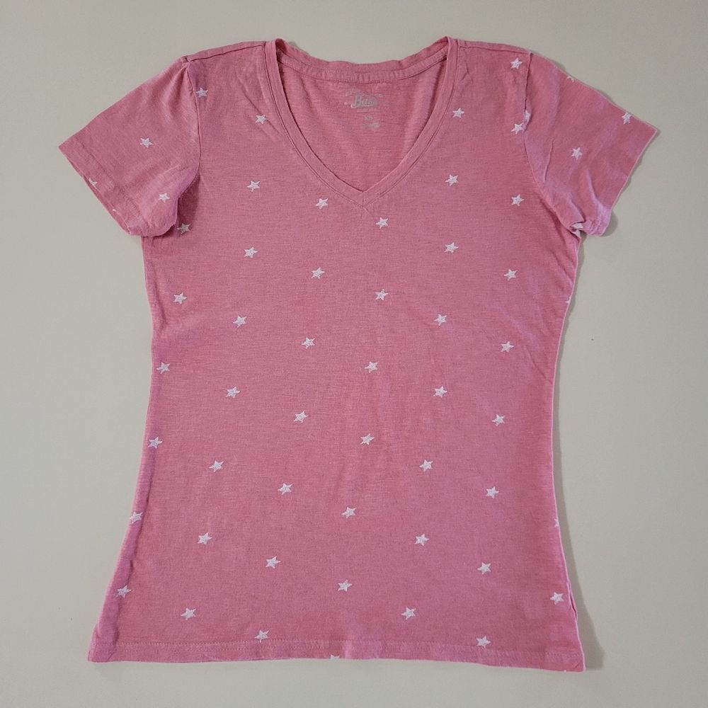 G.H. Bass Women's Pink V-neck Short Sleeve Tee